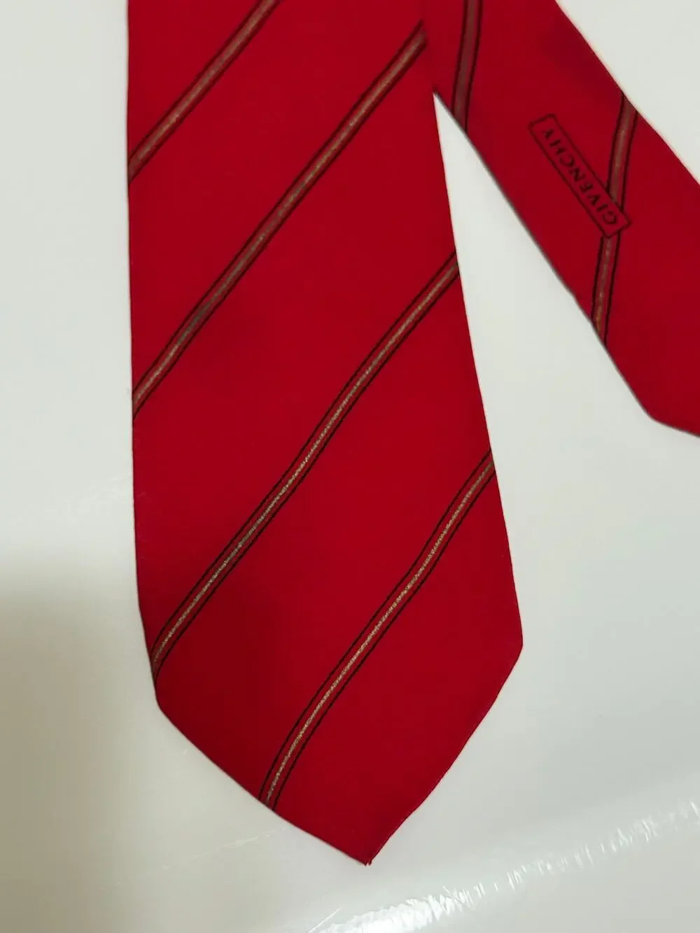 Vintage Givenchy 100% Silk Men's Necktie - Red Stripe